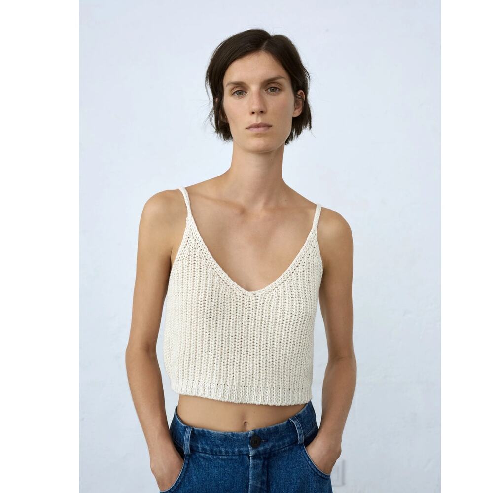 Cordera Cropped Ecotec Cotton Sweater Tank Top White One Size NWT